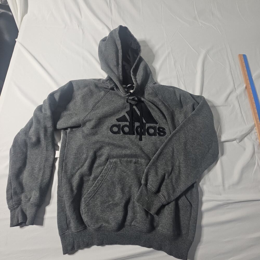 Retro 2008 adidas Trefoil Hoodie Men's M Gray 80/20 Cotton Blend Y2K